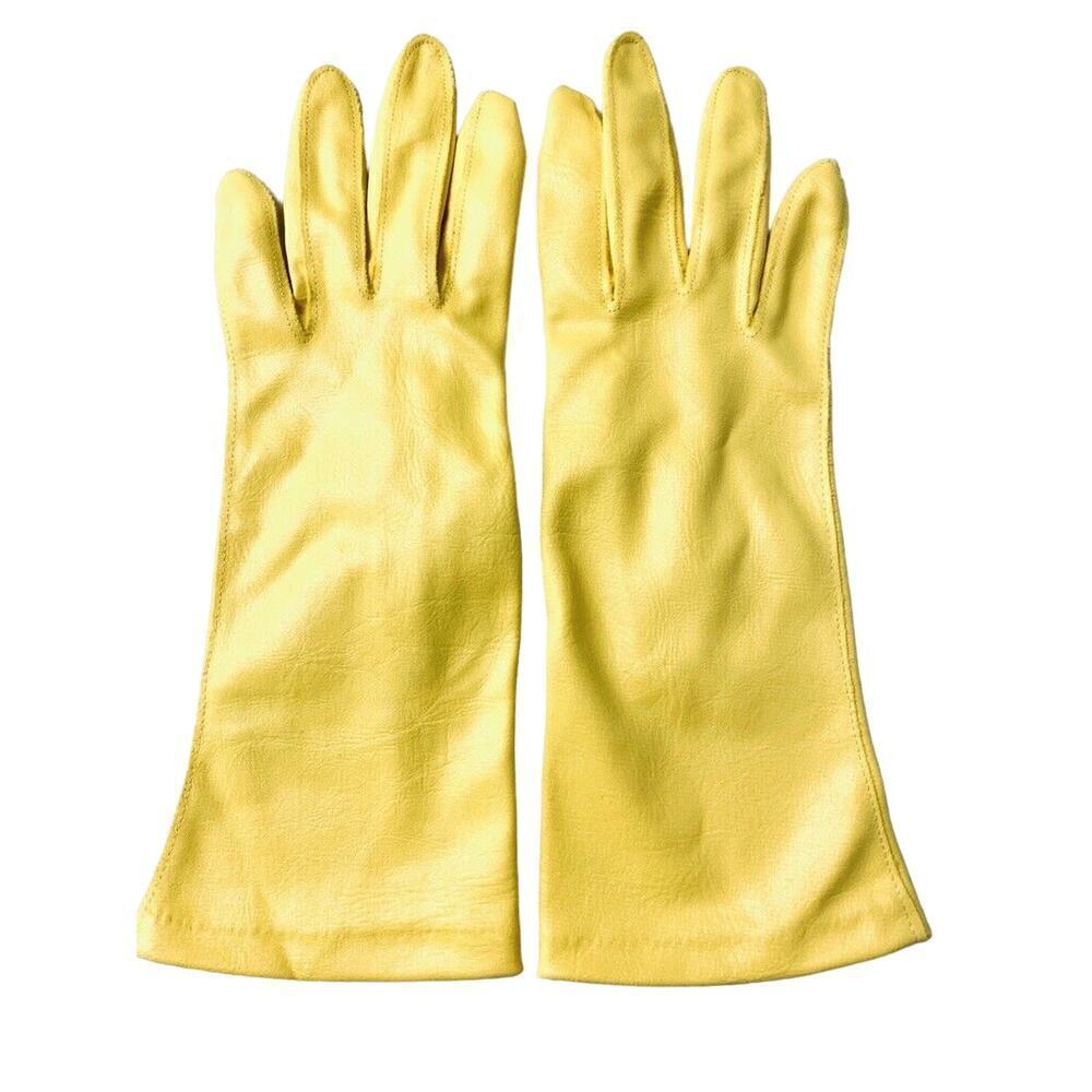 Vintage VAN RAALTE Canary Yellow women's gloves Wrist Length O/S 1960s
